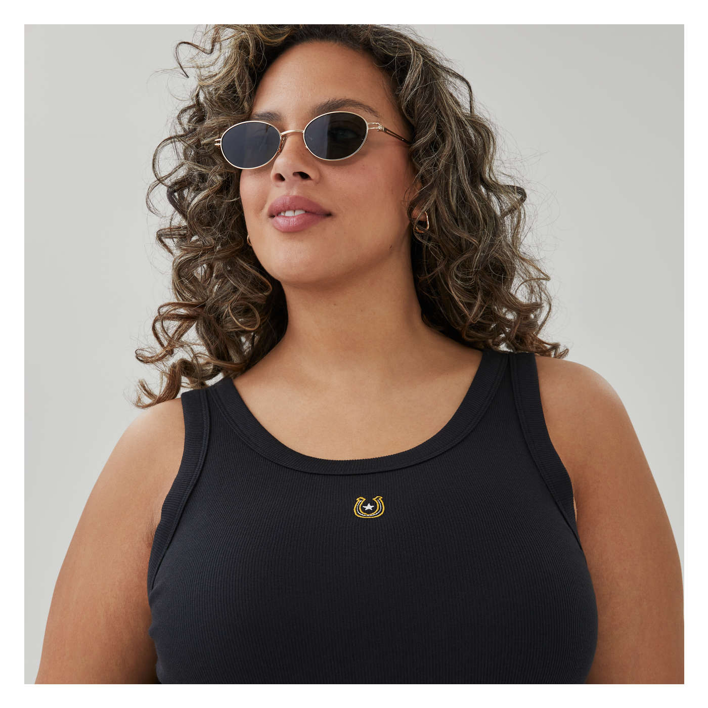 Women+ Graphic Rib Tank in JF Black from Joe Fresh